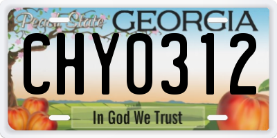 GA license plate CHY0312