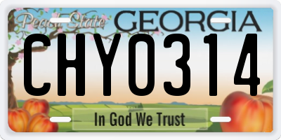 GA license plate CHY0314