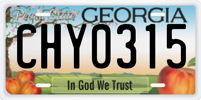 GA license plate CHY0315