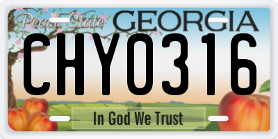 GA license plate CHY0316
