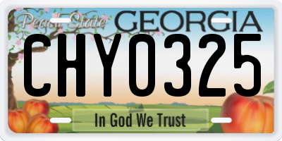 GA license plate CHY0325