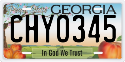 GA license plate CHY0345
