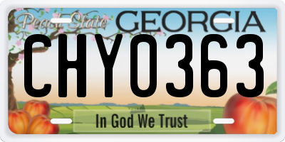 GA license plate CHY0363