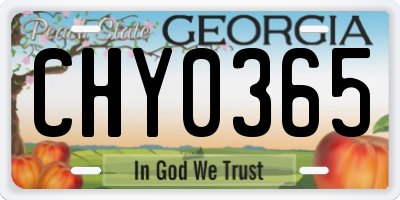 GA license plate CHY0365