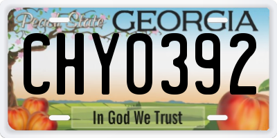 GA license plate CHY0392