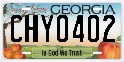 GA license plate CHY0402