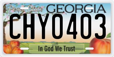 GA license plate CHY0403