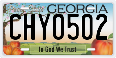 GA license plate CHY0502