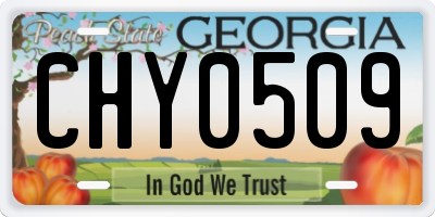 GA license plate CHY0509