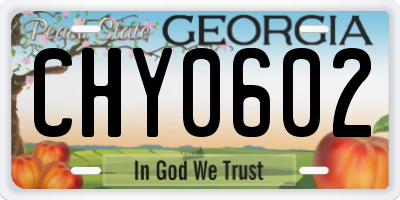 GA license plate CHY0602