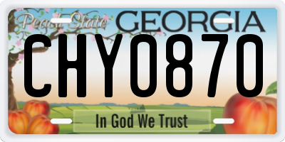 GA license plate CHY0870