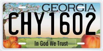 GA license plate CHY1602