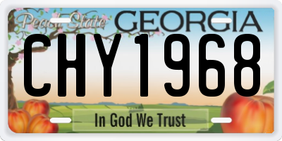 GA license plate CHY1968