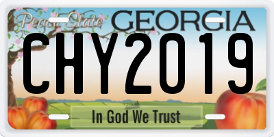 GA license plate CHY2019