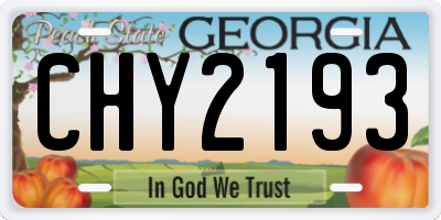 GA license plate CHY2193