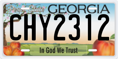 GA license plate CHY2312