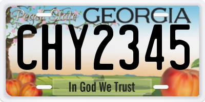 GA license plate CHY2345