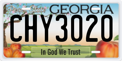 GA license plate CHY3020