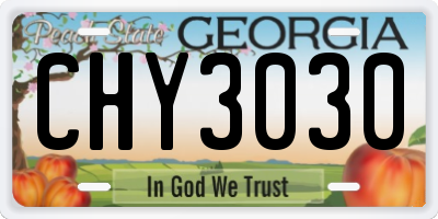 GA license plate CHY3030