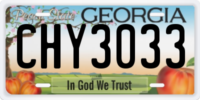 GA license plate CHY3033