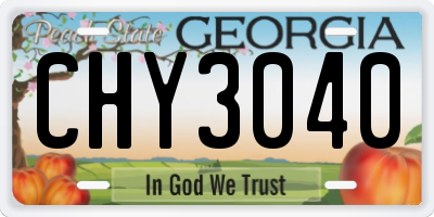 GA license plate CHY3040