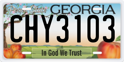 GA license plate CHY3103