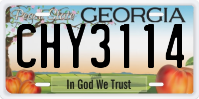 GA license plate CHY3114