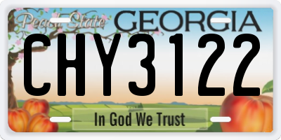 GA license plate CHY3122