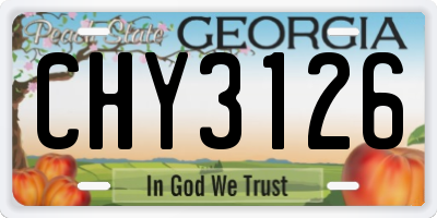 GA license plate CHY3126