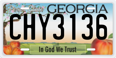 GA license plate CHY3136