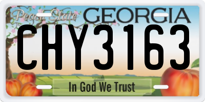 GA license plate CHY3163
