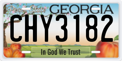 GA license plate CHY3182