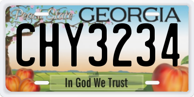 GA license plate CHY3234