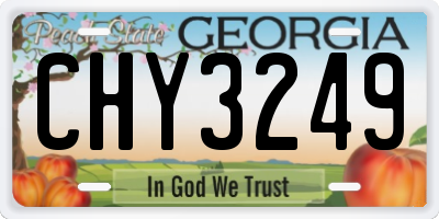 GA license plate CHY3249