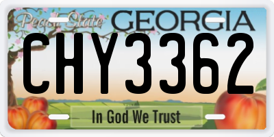 GA license plate CHY3362
