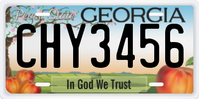 GA license plate CHY3456