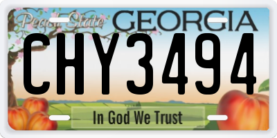 GA license plate CHY3494