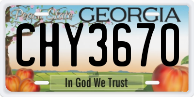 GA license plate CHY3670