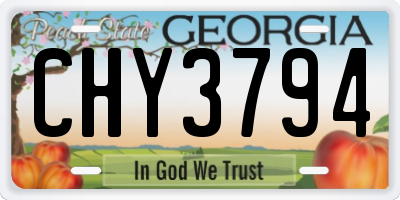 GA license plate CHY3794
