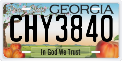 GA license plate CHY3840