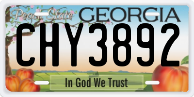 GA license plate CHY3892