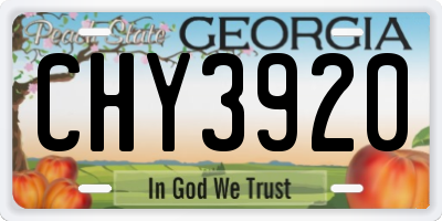 GA license plate CHY3920