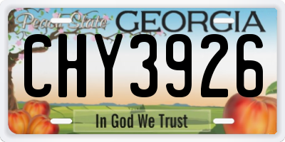 GA license plate CHY3926