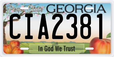 GA license plate CIA2381
