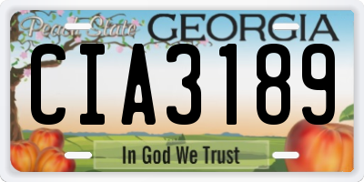 GA license plate CIA3189