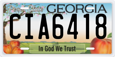 GA license plate CIA6418