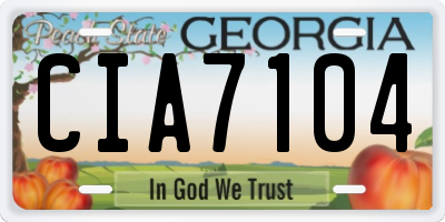GA license plate CIA7104