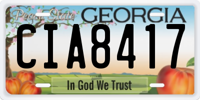 GA license plate CIA8417
