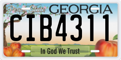 GA license plate CIB4311