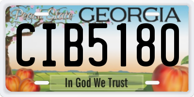 GA license plate CIB5180